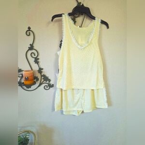 Women's Cream Lace Trim Sleepwear Set